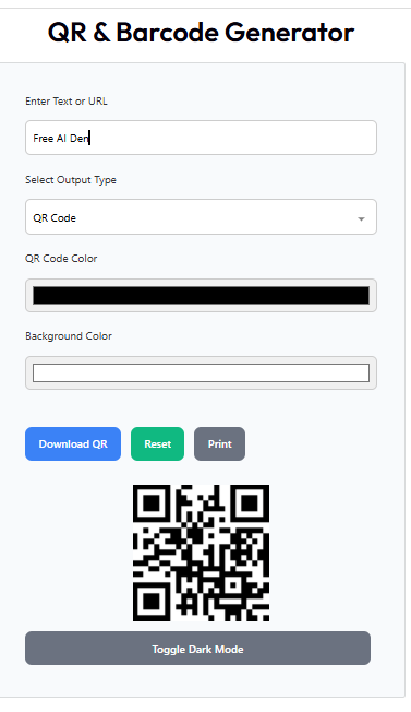 QR and Barcode Generator Tool
