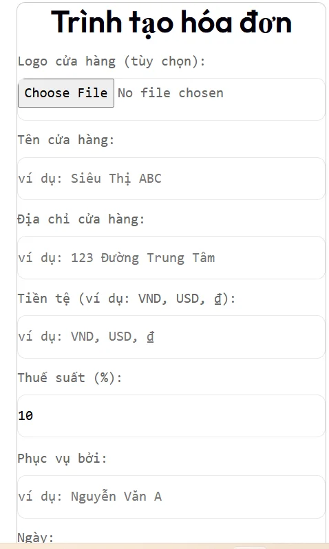 Trình tạo biên lai AI
