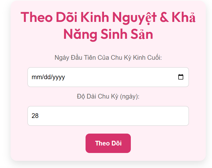 Máy tính chu kỳ kinh nguyệt