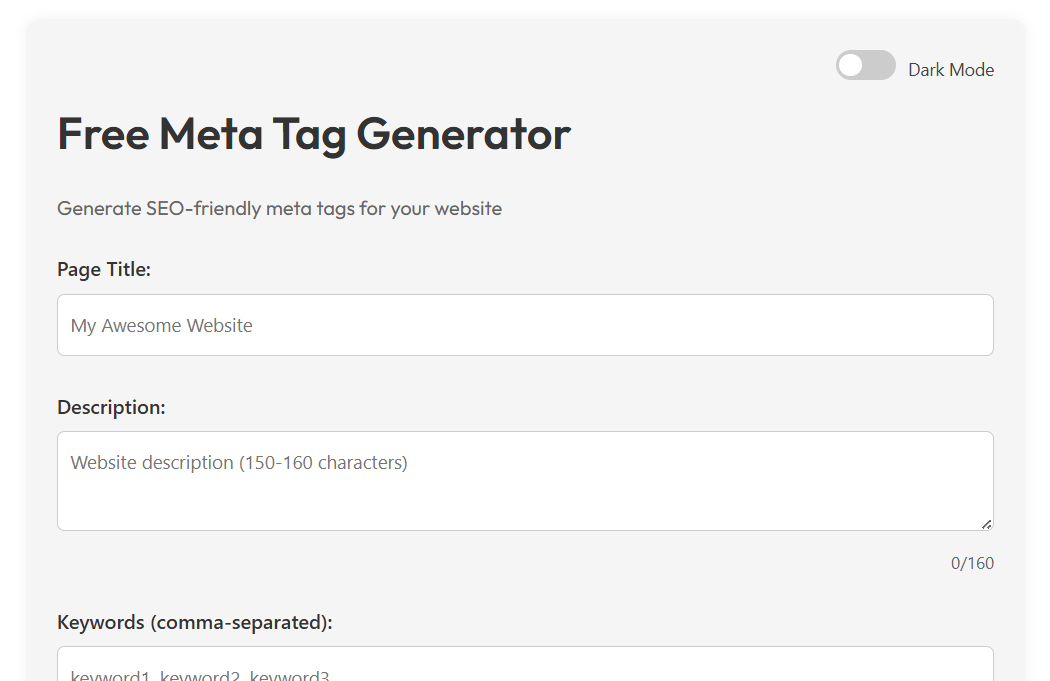 Meta Tag Generator