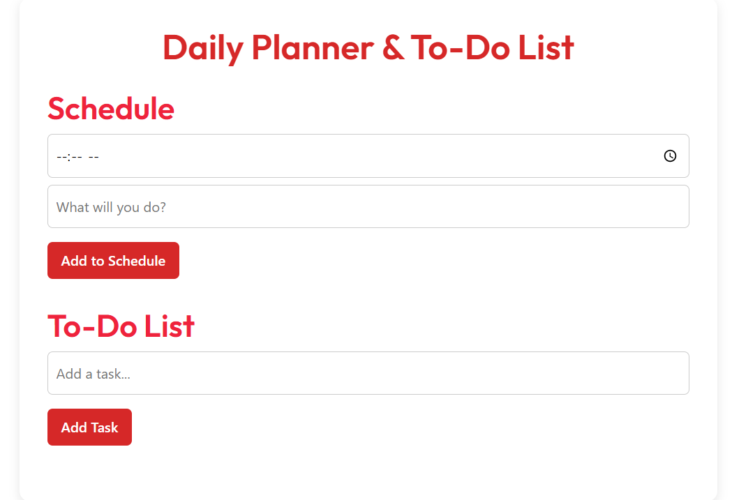 Daily Planner and To-Do List Tool