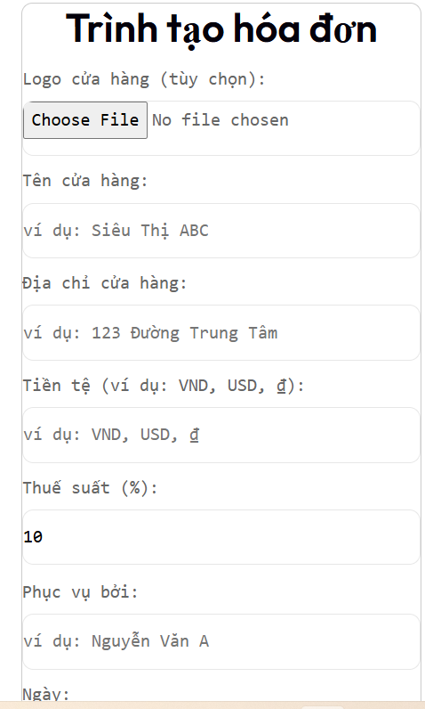 Trình tạo biên lai AI