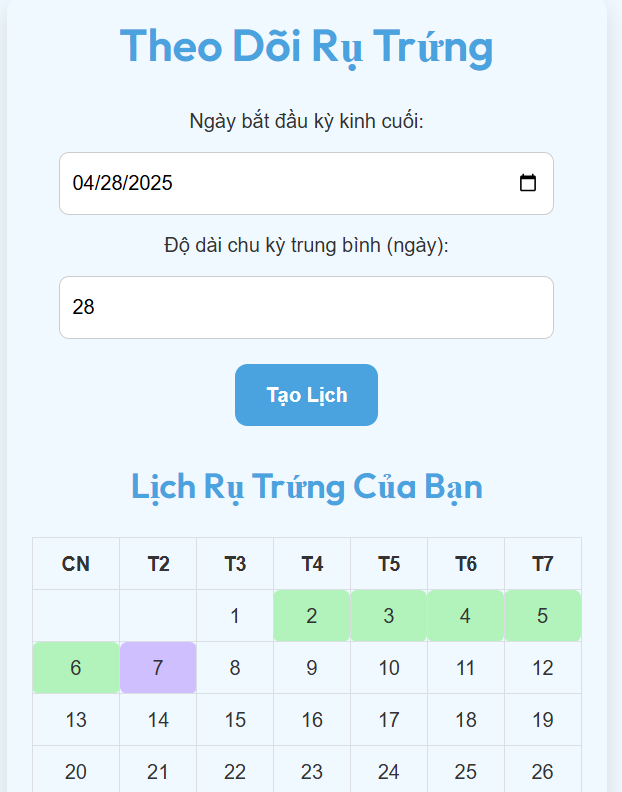 Công cụ theo dõi rụng trứng